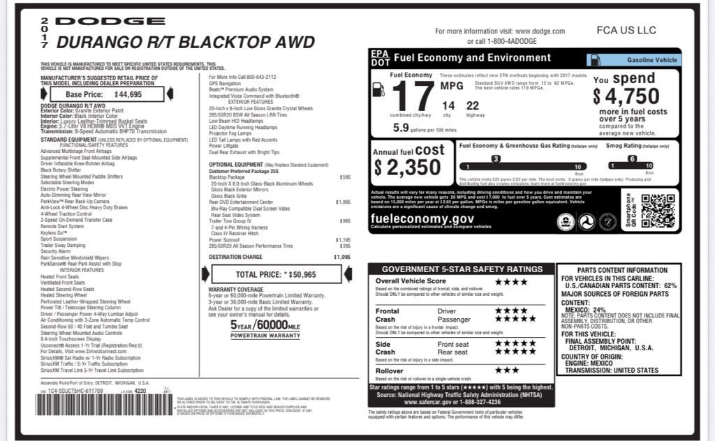 Used 2017 Dodge Durango R/T w/ Trailer Tow Group IV image 22