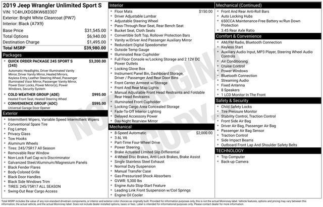 Used 2019 Jeep Wrangler Unlimited Sport S image 36