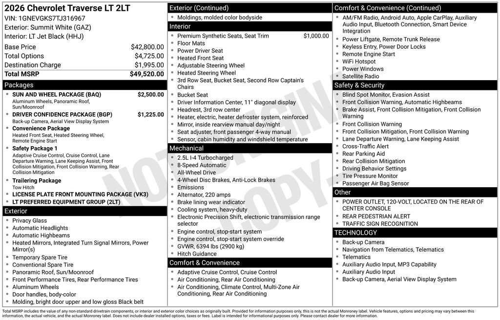 New 2026 Chevrolet Traverse LT w/ Sun and Wheel Package AWD/4WD image 5
