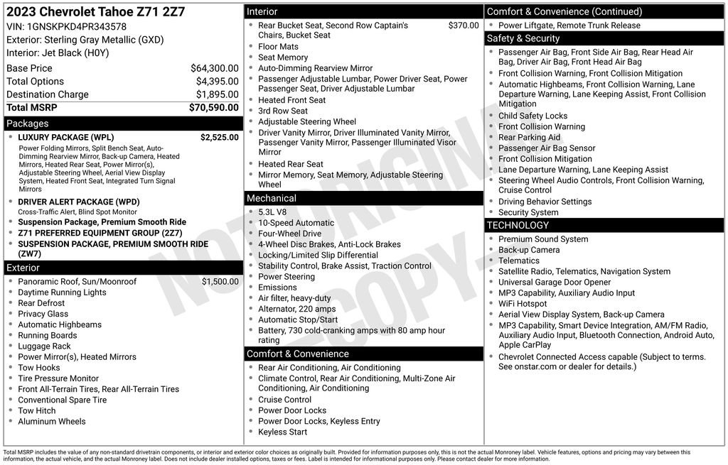 Certified 2023 Chevrolet Tahoe Z71 w/ Luxury Package AWD/4WD image 39