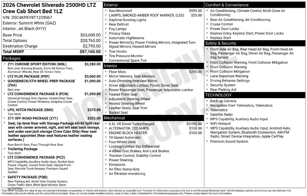 New 2026 Chevrolet Silverado 2500 LTZ w/ Z71 Chrome Sport Edition AWD/4WD image 22