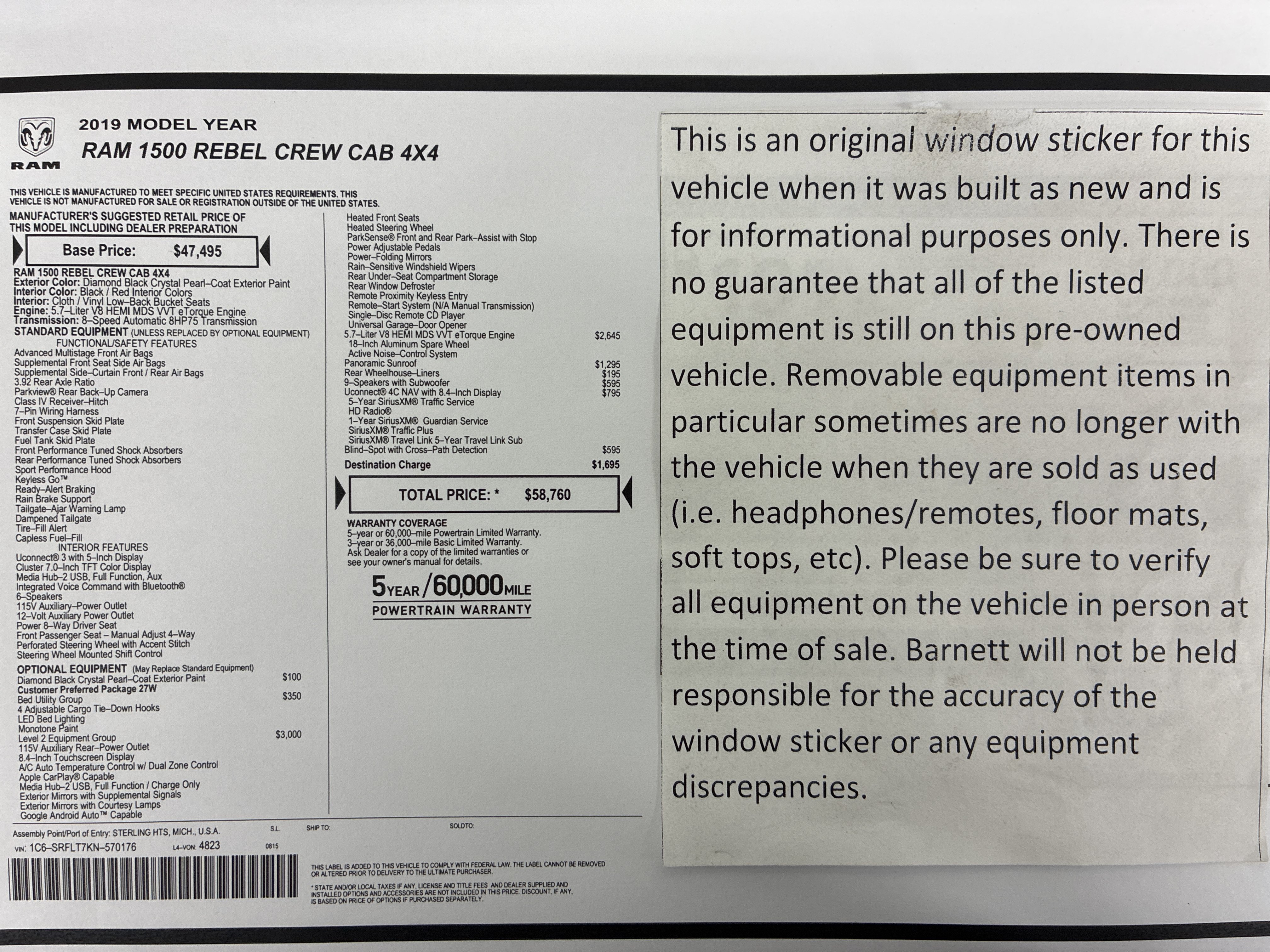 Used 2019 RAM 1500 Rebel w/ Rebel Level 2 Equipment Group AWD/4WD image 2