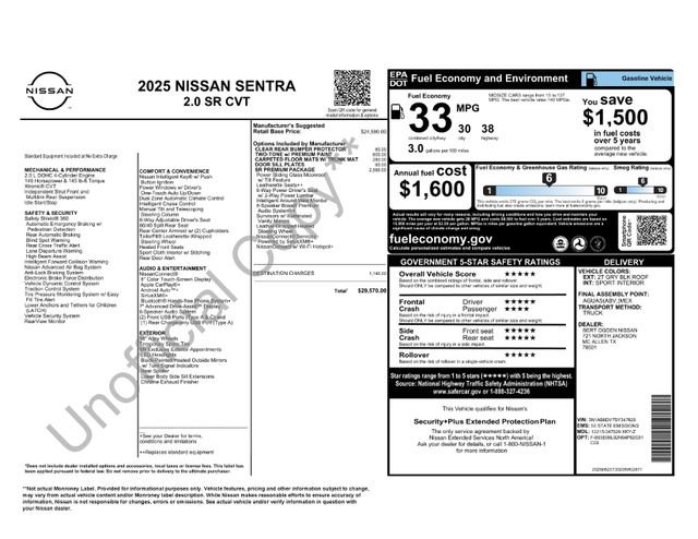 Certified 2025 Nissan Sentra SR w/ SR Premium Package FWD image 18
