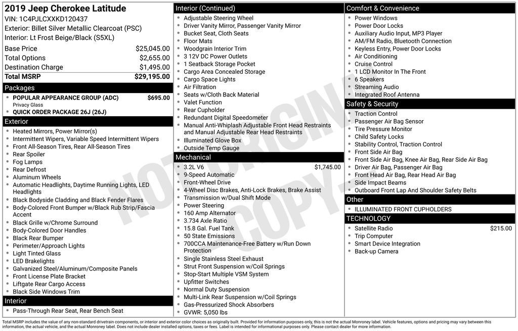 Used 2019 Jeep Cherokee Latitude w/ Popular Appearance Group image 35