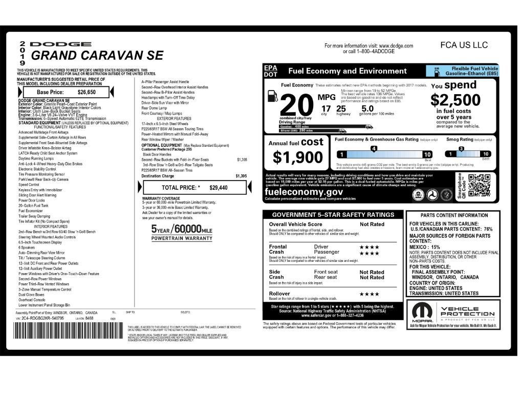 Used 2019 Dodge Grand Caravan SE image 2