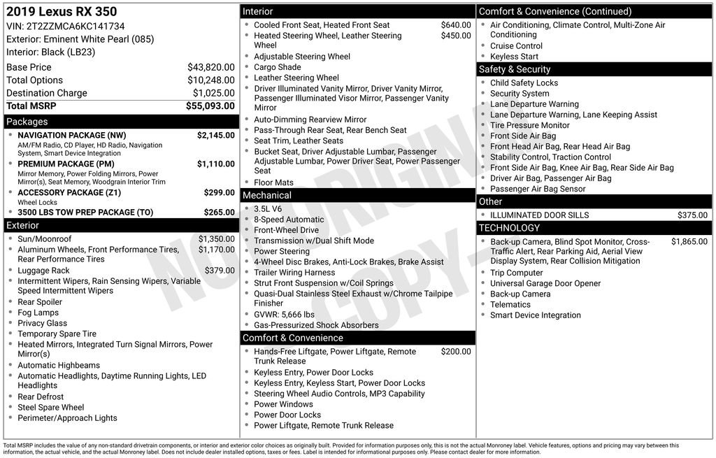 Used 2019 Lexus RX 350 FWD w/ Navigation Package image 4