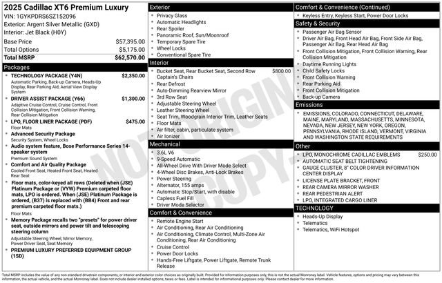 New 2025 Cadillac XT6 Premium Luxury w/ Technology Package