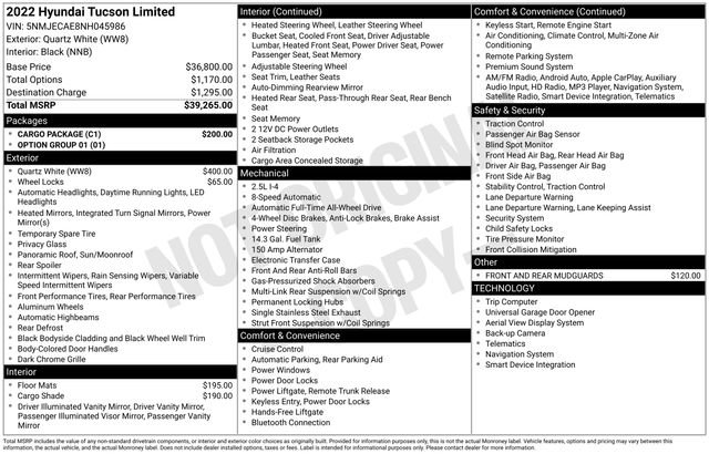 Used 2022 Hyundai Tucson Limited w/ Cargo Package AWD/4WD image 15
