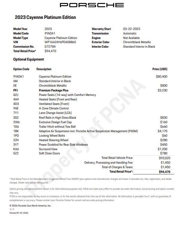 Certified 2023 Porsche Cayenne Platinum Edition AWD/4WD image 6