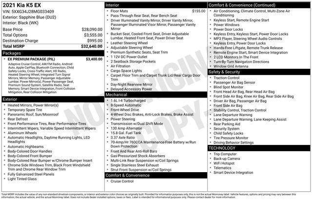 Certified 2021 Kia K5 EX w/ EX Premium Package image 34