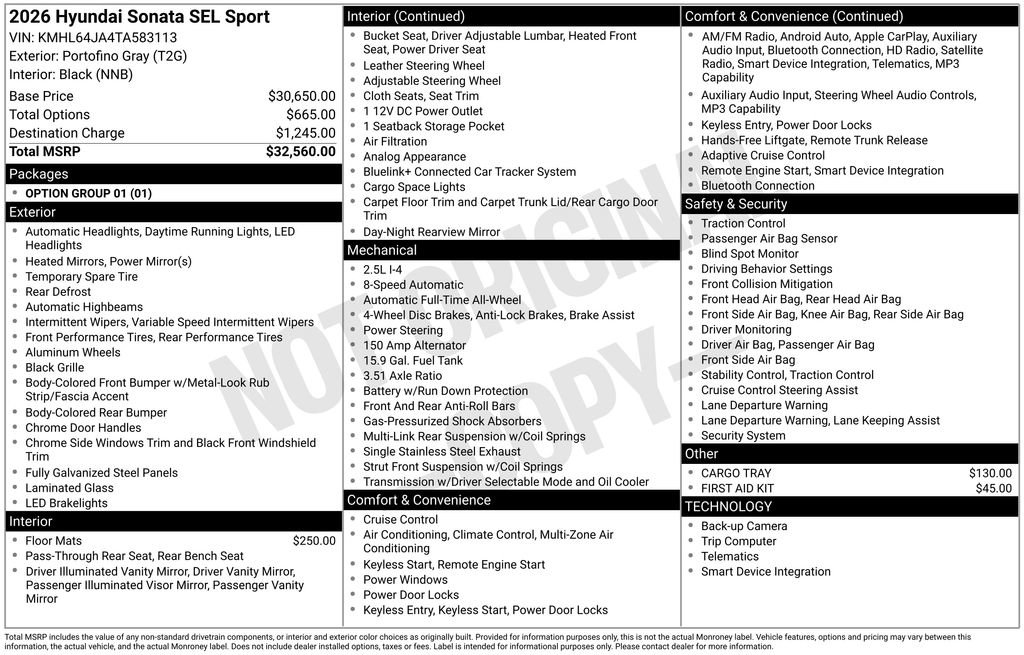 New 2026 Hyundai Sonata SEL AWD/4WD image 5
