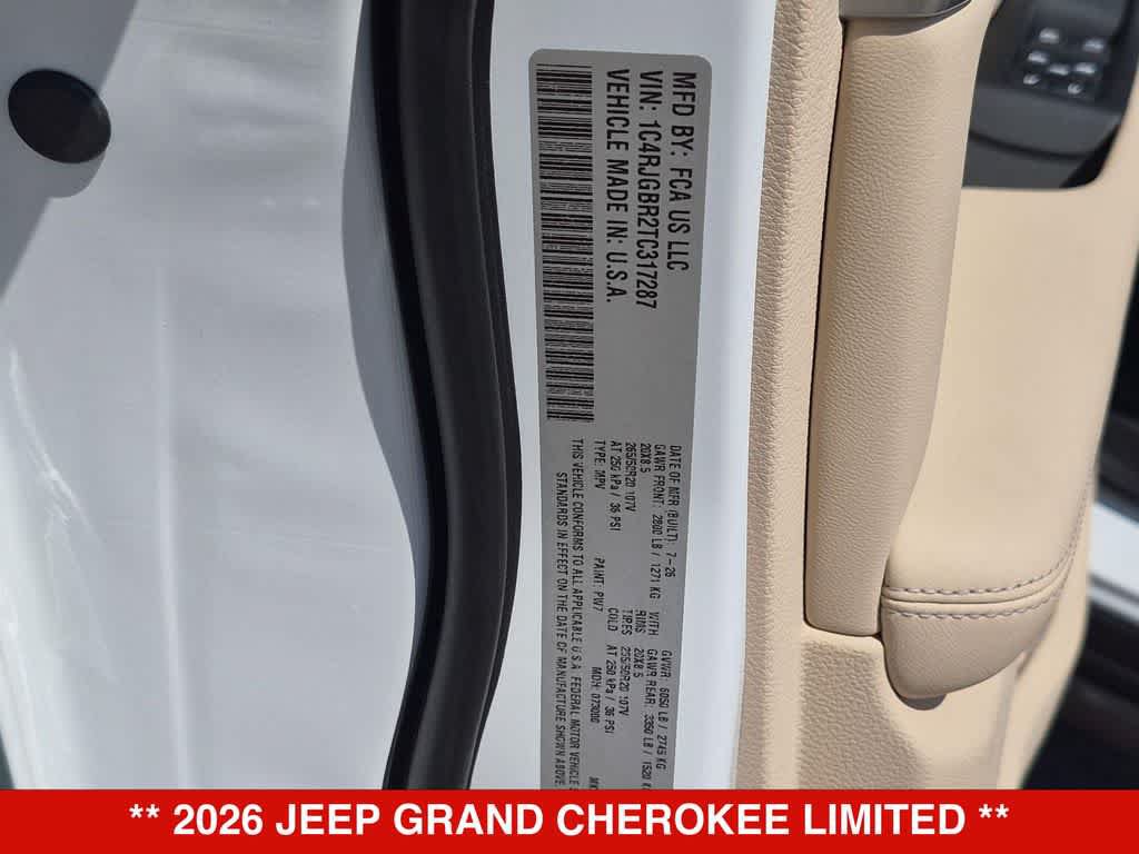 New 2026 Jeep Grand Cherokee Limited w/ Limited Altitude Package RWD image 37