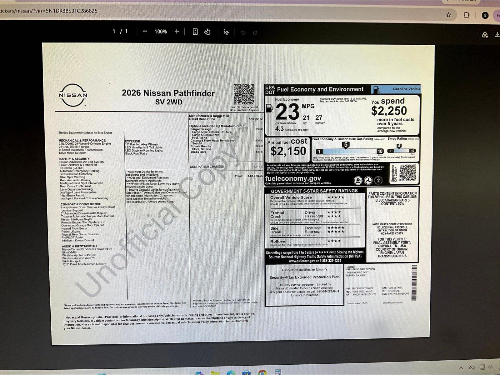 New 2026 Nissan Pathfinder SV w/ Cargo Package FWD image 13