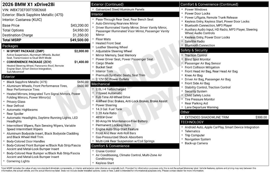 Certified 2026 BMW X1 xDrive28i w/ M Sport Package AWD/4WD image 2