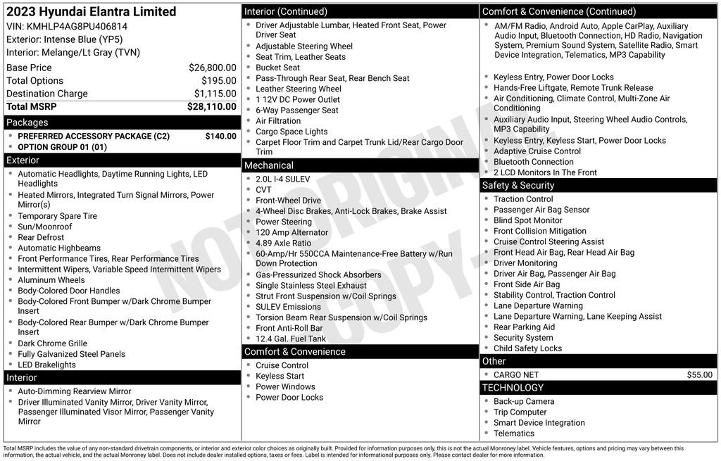 Used 2023 Hyundai Elantra Limited w/ Preferred Accessory Package FWD image 17