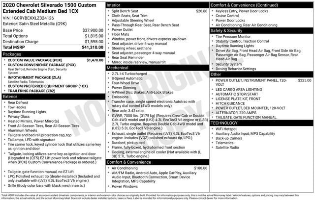 Used 2020 Chevrolet Silverado 1500 Custom w/ Custom Value Package AWD/4WD image 46