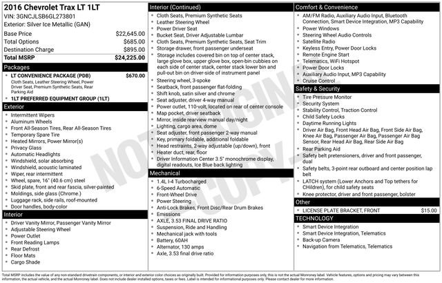 Used 2016 Chevrolet Trax LT w/ LT Convenience Package image 27