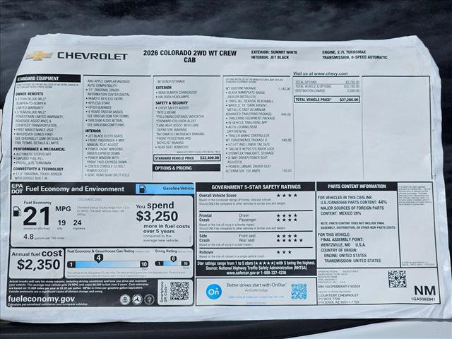 New 2026 Chevrolet Colorado W/T w/ WT Custom Package image 18