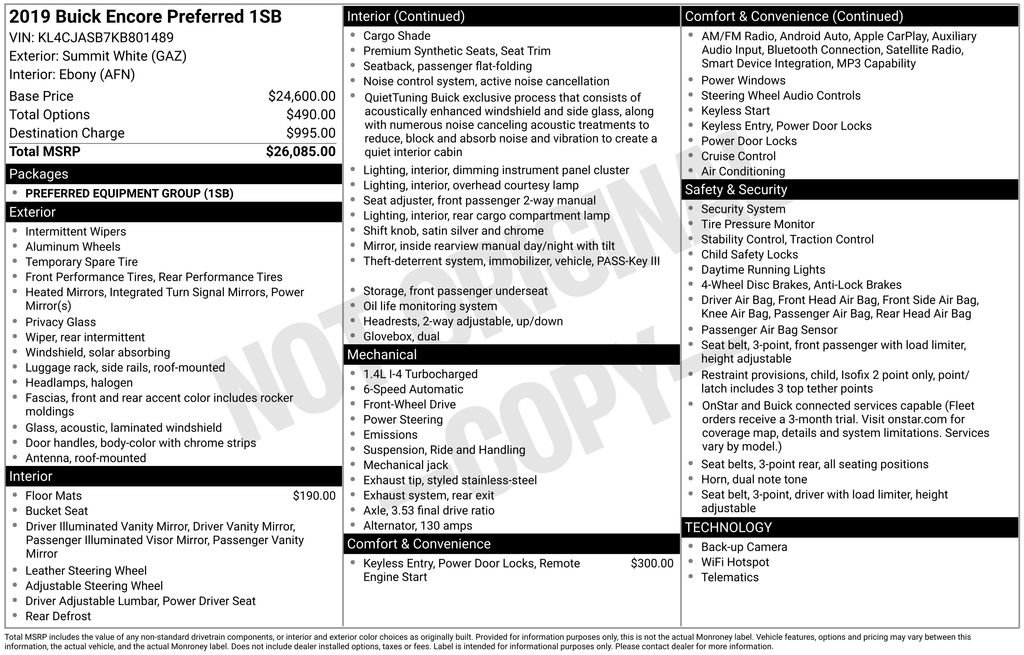 Used 2019 Buick Encore Preferred FWD image 6