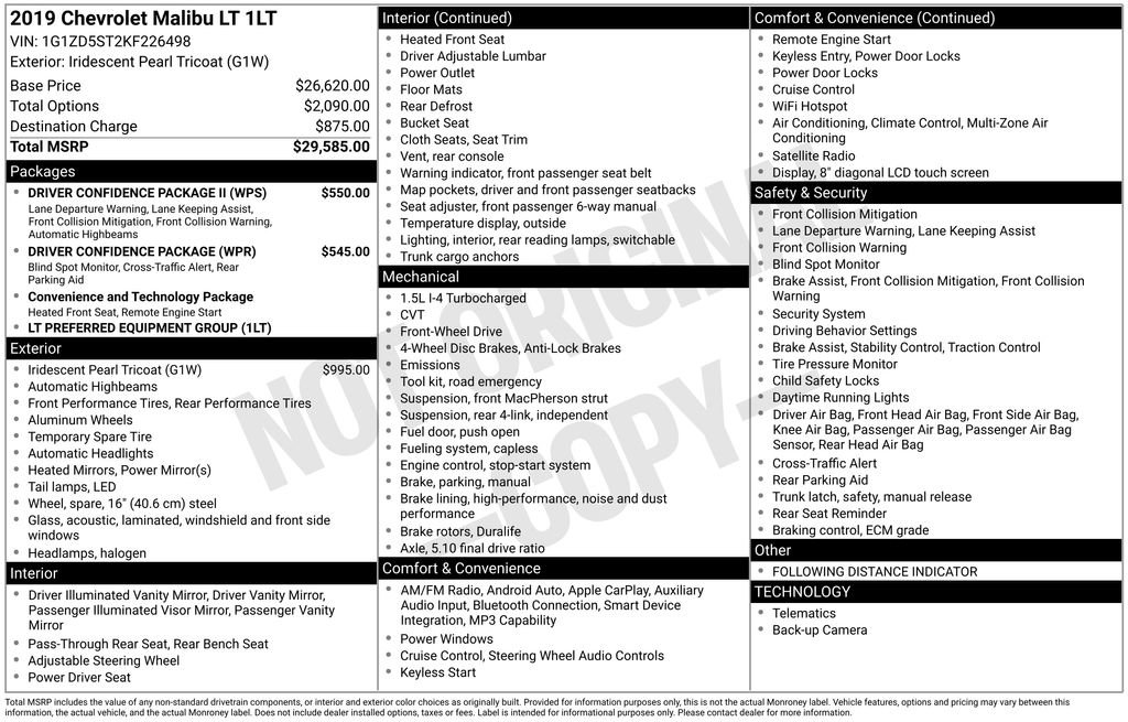 Used 2019 Chevrolet Malibu LT w/ Driver Confidence Package II FWD image 51