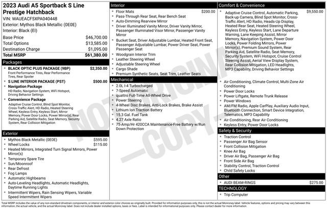 Certified 2023 Audi A5 2.0T Prestige w/ Black Optic Plus Package AWD/4WD image 41