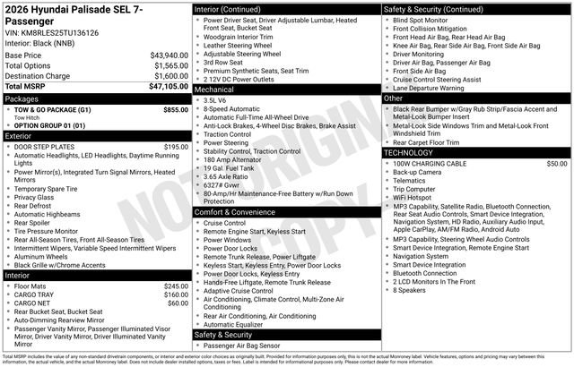 New 2026 Hyundai Palisade SEL w/ Tow & Go Package AWD/4WD image 4