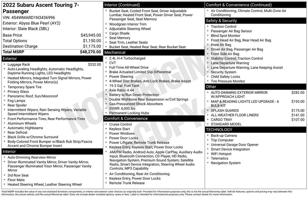 Used 2022 Subaru Ascent Touring AWD/4WD image 38