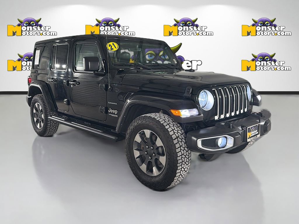 Used 2021 Jeep Wrangler Unlimited Sahara w/ Uconnect 4C Nav & Sound Group AWD/4WD image 3