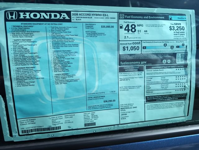 New 2026 Honda Accord EX-L image 33