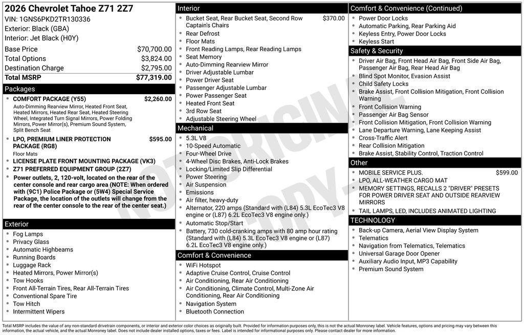 Used 2026 Chevrolet Tahoe Z71 w/ Comfort Package AWD/4WD image 5