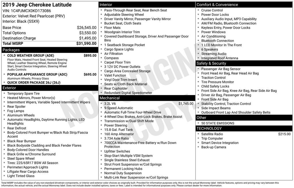 Used 2019 Jeep Cherokee Latitude w/ Cold Weather Group image 12