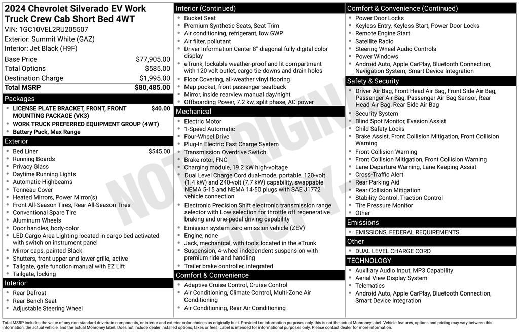 New 2024 Chevrolet Silverado EV W/T image 4