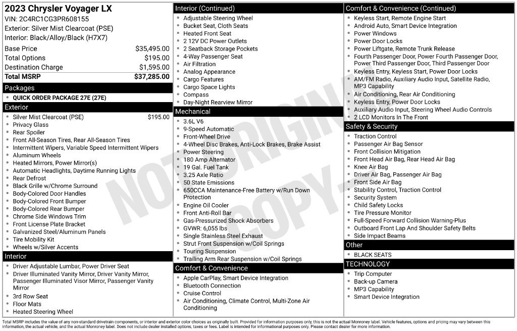 Used 2023 Chrysler Voyager LX FWD image 19