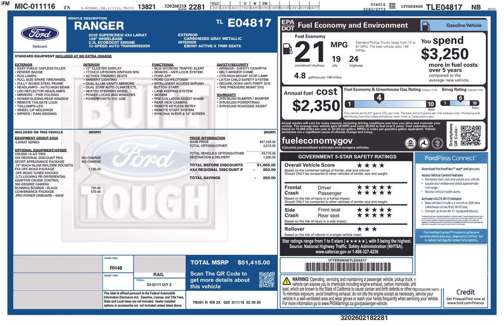 New 2026 Ford Ranger Lariat image 57