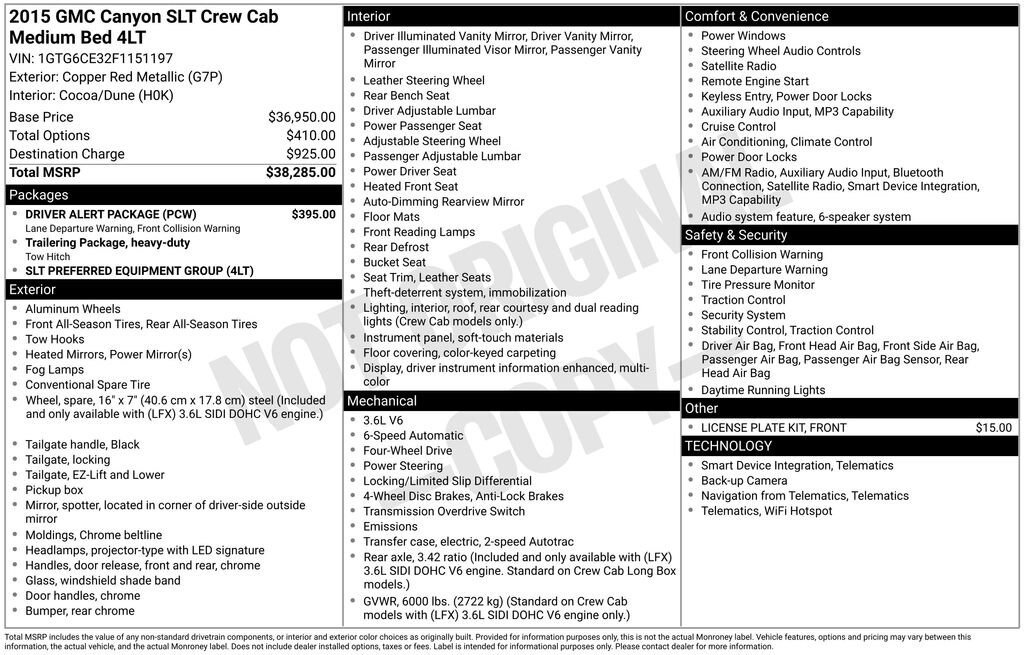 Used 2015 GMC Canyon SLT w/ Driver Alert Package image 11