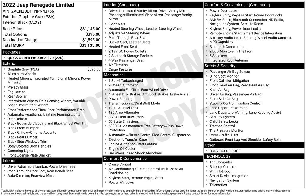 Used 2022 Jeep Renegade Limited AWD/4WD image 7