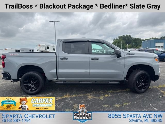 Certified 2024 Chevrolet Silverado 1500 Custom Trail Boss w/ Turbomax Blackout Package AWD/4WD image 2