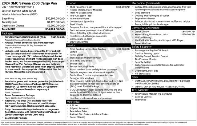 Certified 2024 GMC Savana 2500 Work Van w/ Driver Convenience Package image 7