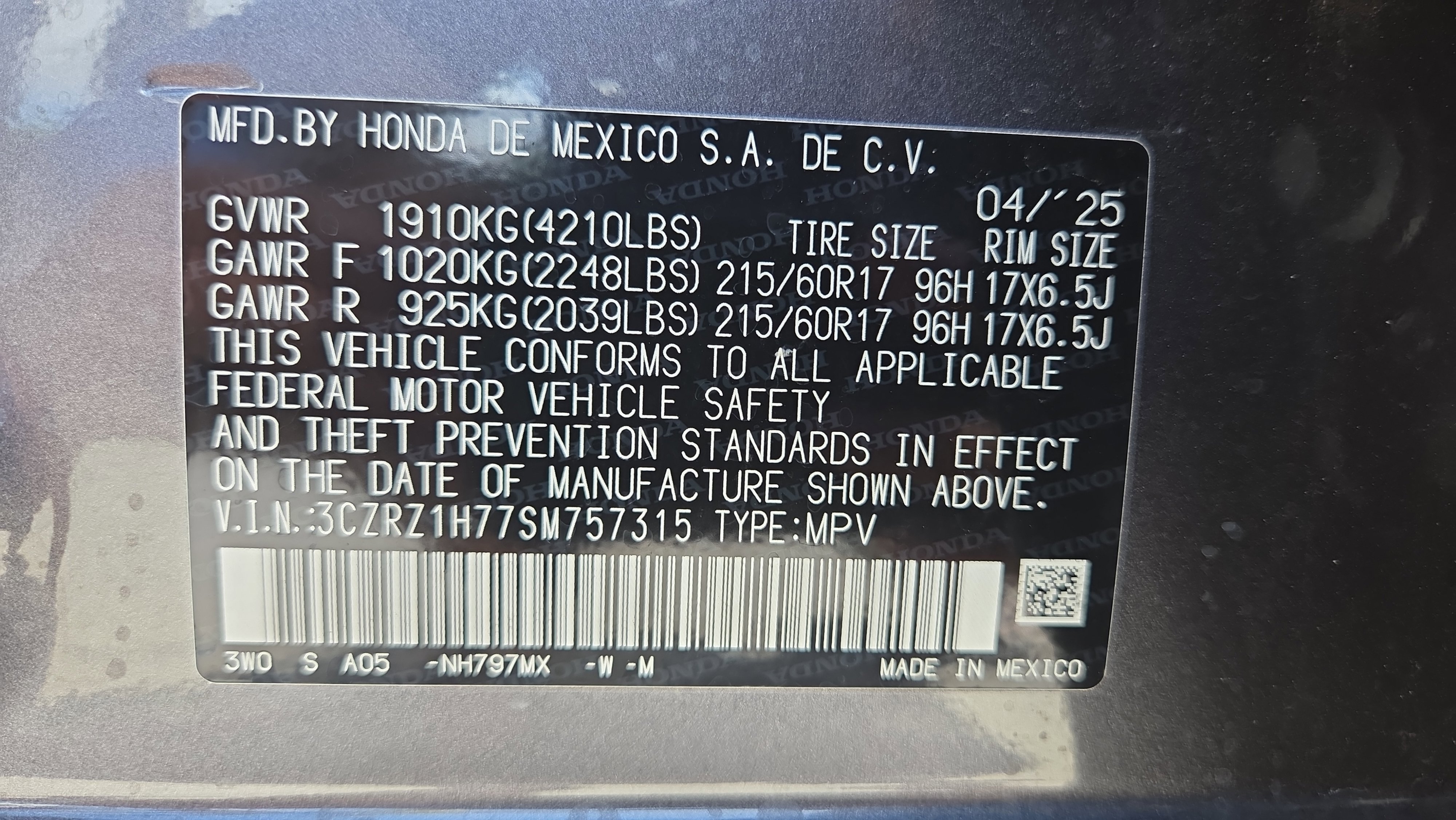 Certified 2025 Honda HR-V EX-L image 22