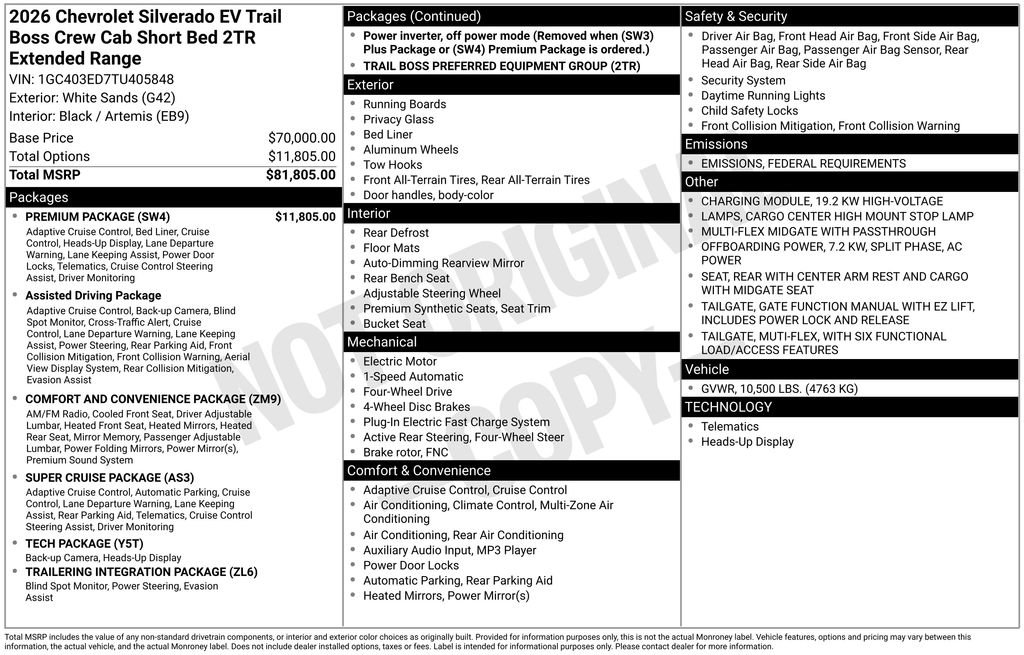 New 2026 Chevrolet Silverado EV Trail Boss w/ Premium Package image 25