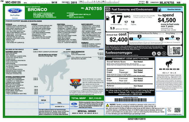 Certified 2021 Ford Bronco Badlands AWD/4WD image 32