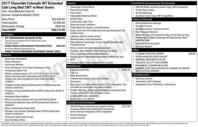 Used 2017 Chevrolet Colorado W/T w/ WT Convenience Package RWD image 7