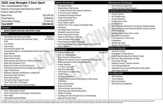 Used 2025 Jeep Wrangler Sport AWD/4WD image 15