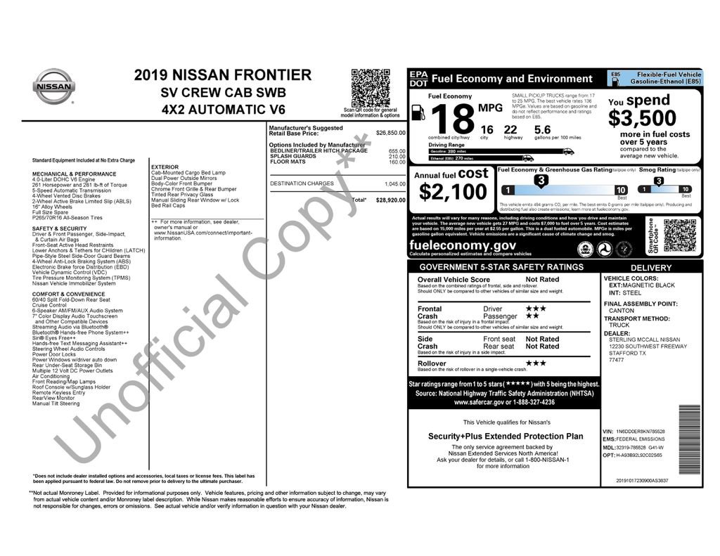 Used 2019 Nissan Frontier SV RWD image 42