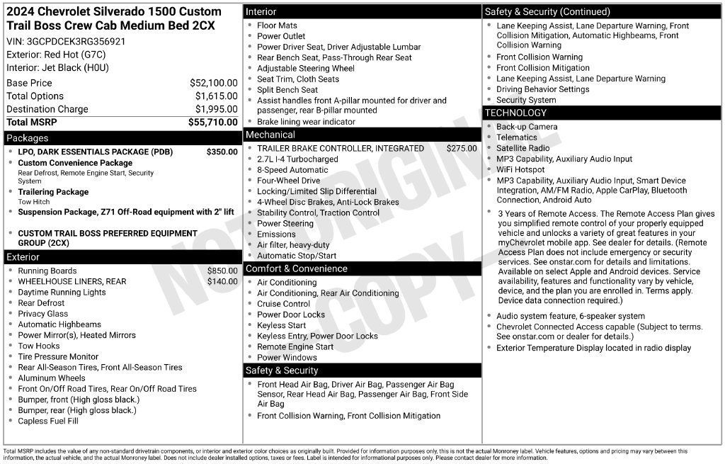 Used 2024 Chevrolet Silverado 1500 Custom Trail Boss w/ LPO, Dark Essentials Package AWD/4WD image 2