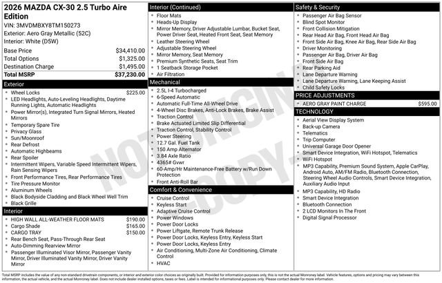 New 2026 MAZDA CX-30 2.5 Turbo Aire Edition AWD/4WD image 27