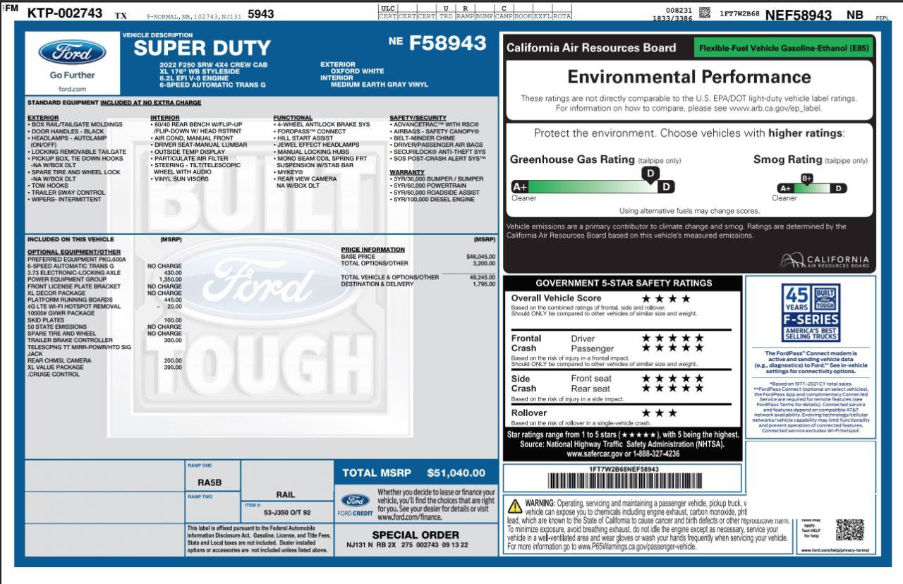 Used 2022 Ford F250 XL w/ Power Equipment Group AWD/4WD image 2