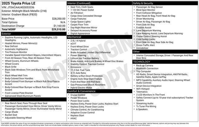 Certified 2025 Toyota Prius LE FWD image 7