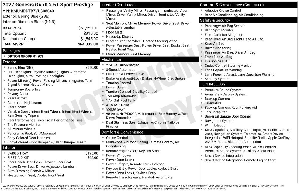 New 2027 Genesis GV70 2.5T Sport Prestige AWD/4WD image 8