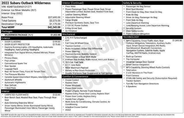Used 2022 Subaru Outback Wilderness w/ Wilderness Package AWD/4WD image 7